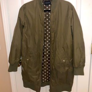 Long green bomber jacket